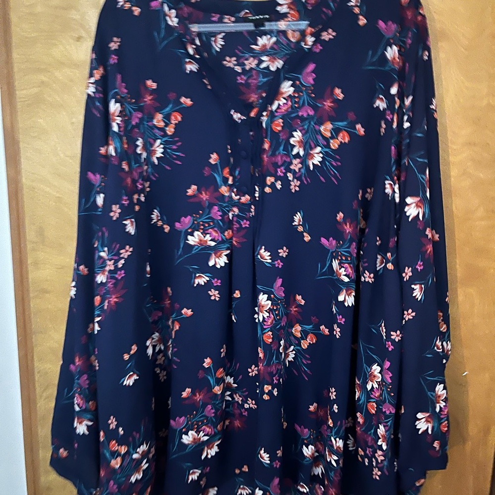 Torrid Navy Floral Blouse